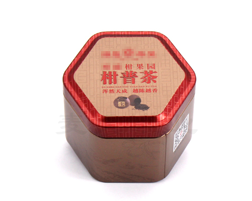 六边形柑普茶铁罐