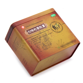 六味地黄胶囊铁盒包装,方形中成药铁盒定制