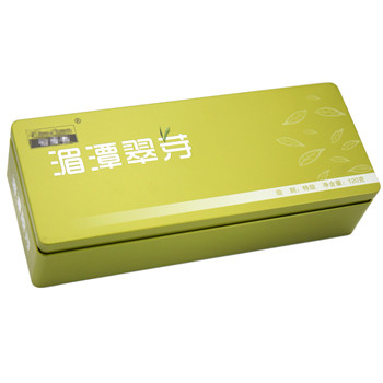 绿茶扣肩长方形精致铁盒包装_通用茶叶铁盒铁罐厂家定制