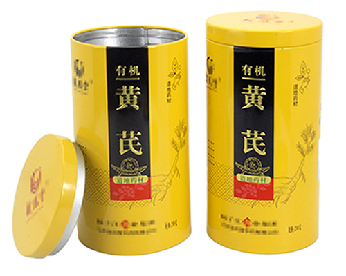 圆形黄芪粉铁罐